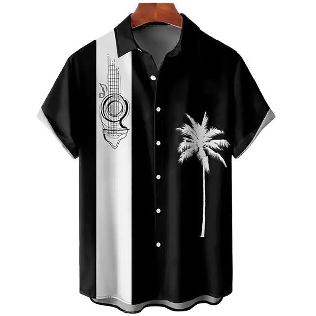 3D Coconut Tree Hawaiian Shirts For Men  Summer Beach Short Sleeve