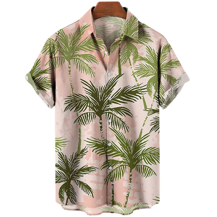 3D Coconut Tree Hawaiian Shirts For Men  Summer Beach Short Sleeve